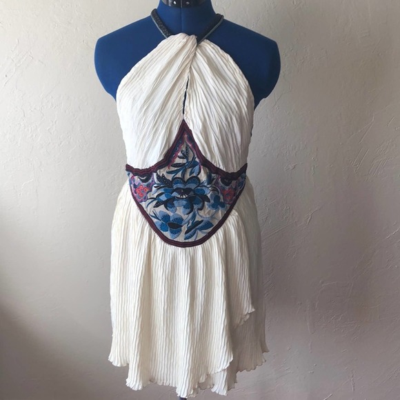 NWT Free People Embroidered Halter Mini Dress - Picture 4 of 8